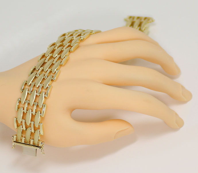 Foto 4 - Gold-Armband, Polierte Stäbchen und Matte Linsen in 14K, K2689