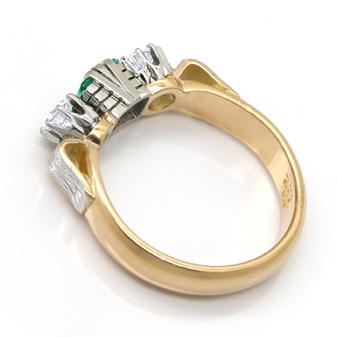 Foto 3 - Alter Diamantring mit Smaragd 18K Gelbgold-Weißgold, S1921